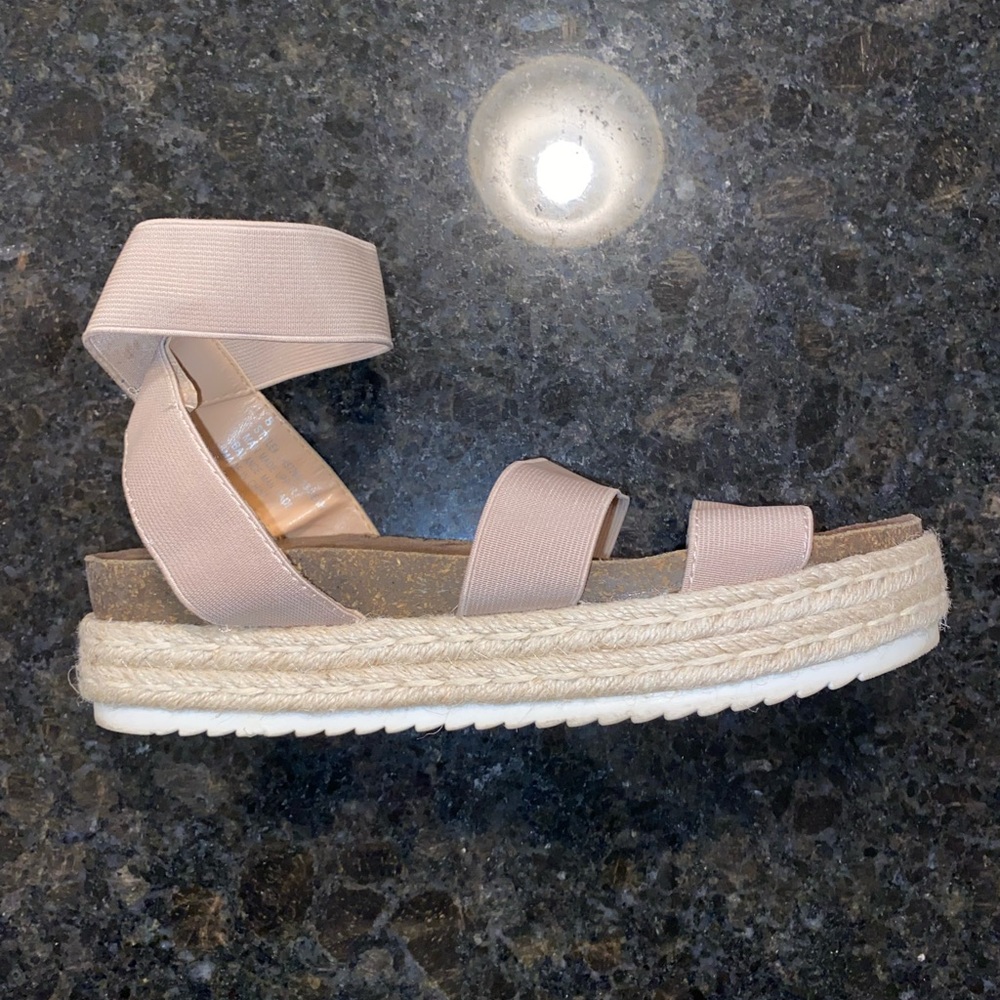 Altar’d State wedge sandals , size 8 , beige/pink